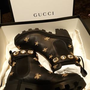 Authentic Gucci Embroidered Ankle Boots